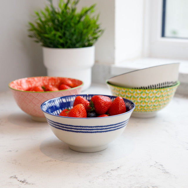 KitchenCraft Blue and White Greek Style Ceramic Bowl