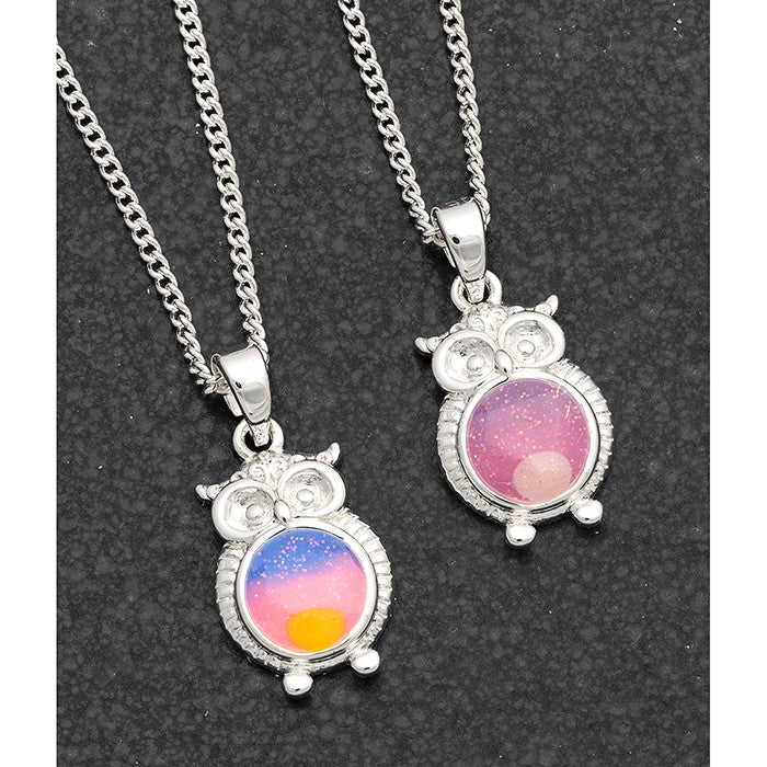 Equilibrium Colourful Owl Silver Plated Necklace