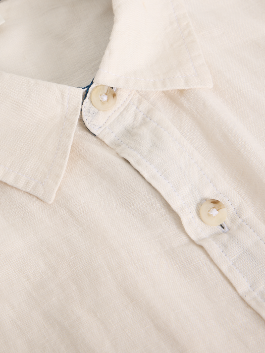 White Stuff Men's Keswick Short Sleeve Linen Shirt In Brilliant White