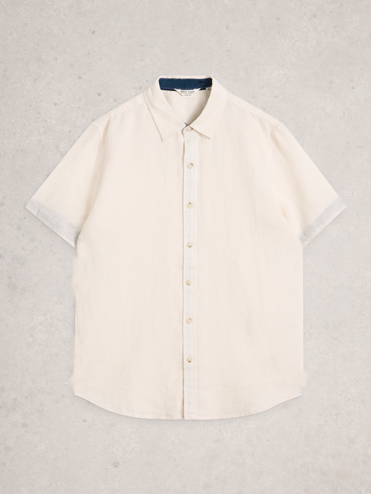 White Stuff Men's Keswick Short Sleeve Linen Shirt In Brilliant White