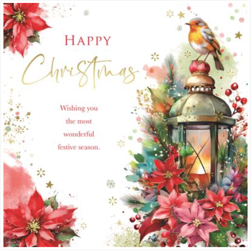 Kingfisher 'Happy Christmas' Christmas Card Square