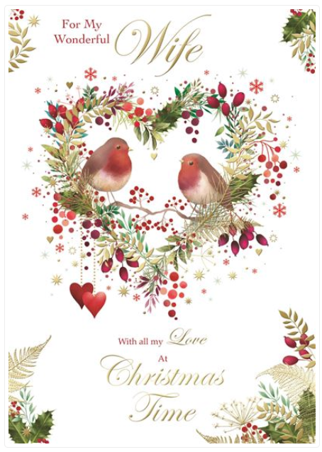 Kingfisher 'For My Wonderful Wife' Christmas Card