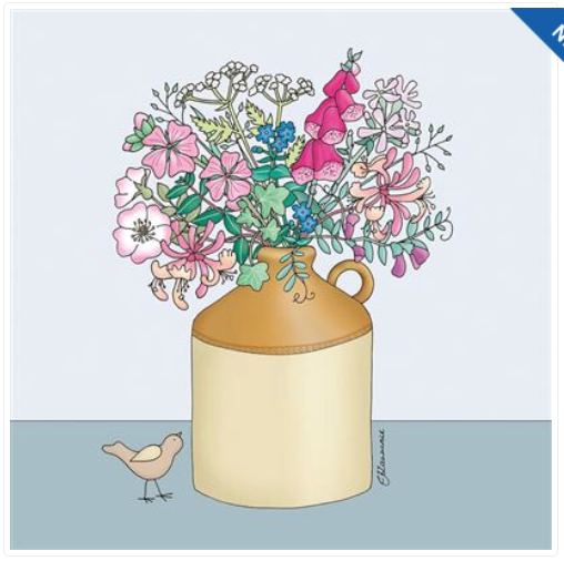 Kingfisher 'Floral Jug Of Flowers' Open Card