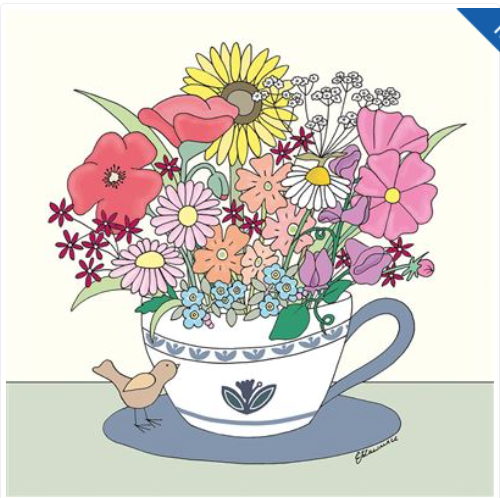 Kingfisher 'Floral Cup Of Flowers' Open Card