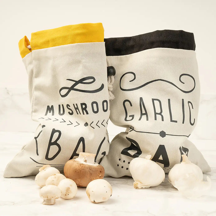 Kitchen Pantry Set Of 2 Vegetable Storage Sacks - Mushroom & Garlic