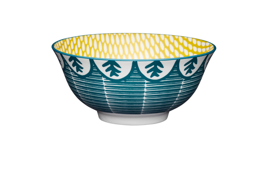 KitchenCraft Leafy Green Print Ceramic Bowls