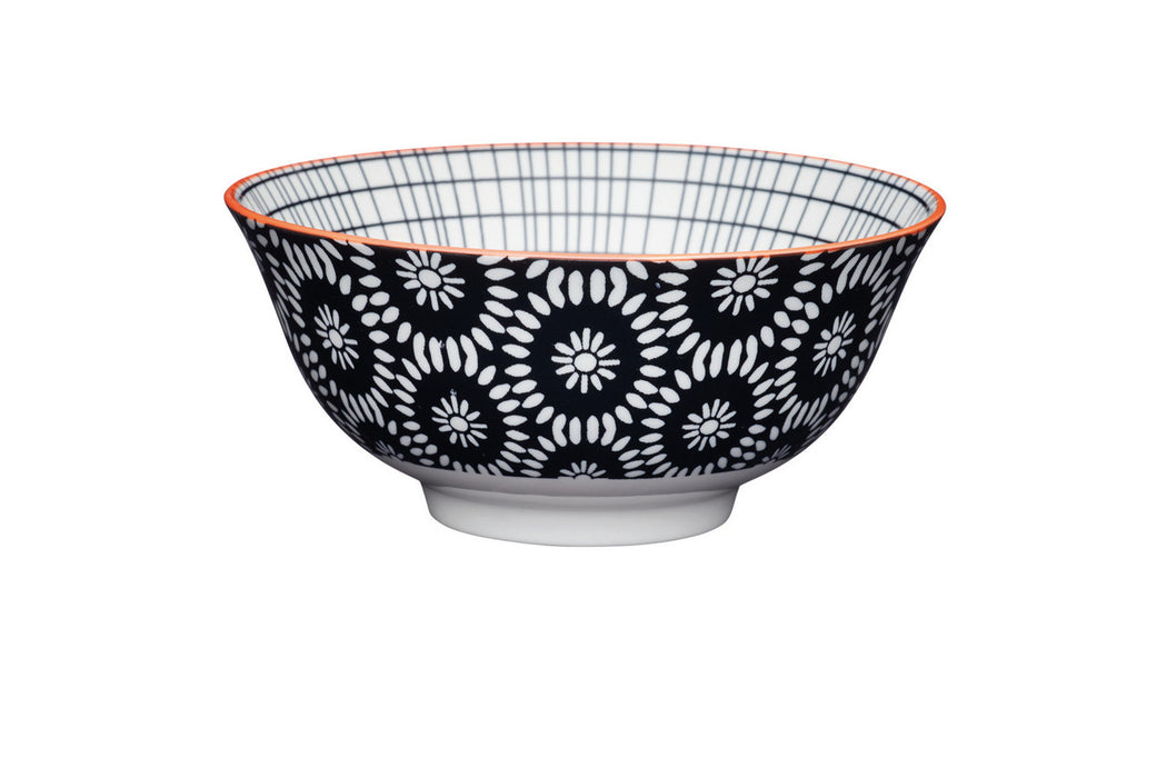 KitchenCraft Black Swirl Centred Ceramic Bowl