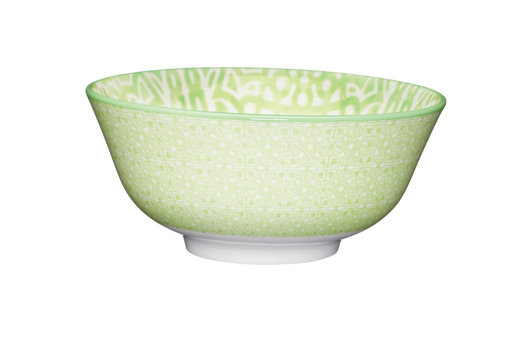 KitchenCraft Green and White Tile Effect Ceramic Bowl