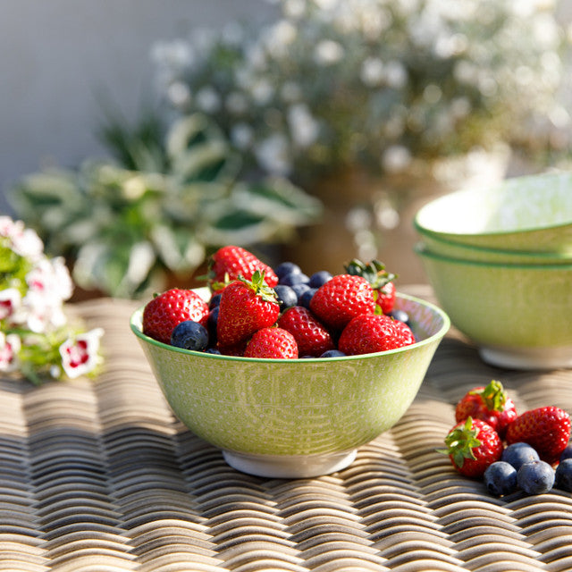 KitchenCraft Green and White Tile Effect Ceramic Bowls