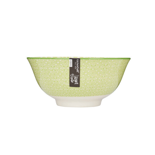 KitchenCraft Green and White Tile Effect Ceramic Bowls