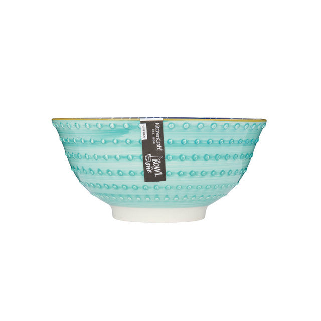 KitchenCraft Contrasting Blue Chevron and Spotty Ceramic Bowls