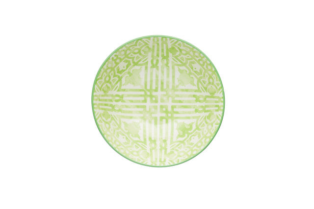 KitchenCraft Green and White Tile Effect Ceramic Bowl