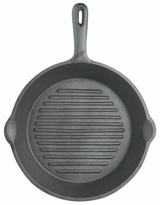 KitchenCraft Deluxe Cast Iron Round Ribbed Grill Pan 24cm
