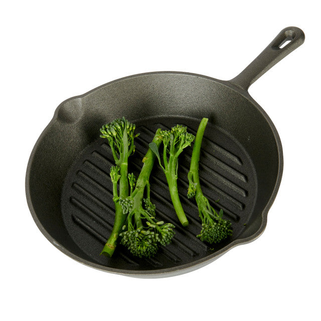 KitchenCraft Deluxe Cast Iron Round Ribbed Grill Pan 24cm