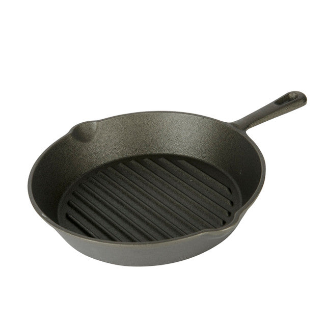 KitchenCraft Deluxe Cast Iron Round Ribbed Grill Pan 24cm