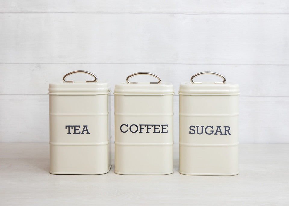 KitchenCraft Living Nostalgia Tea, Coffee & Sugar Canisters Antique Cream