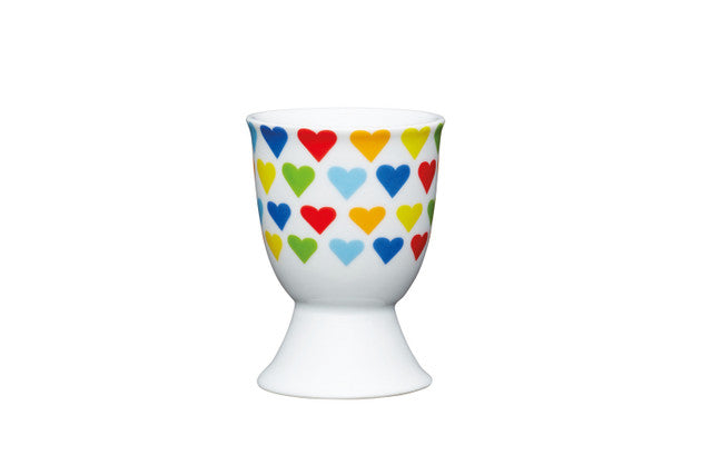 KitchenCraft Porcelain Brights Hearts Egg Cup