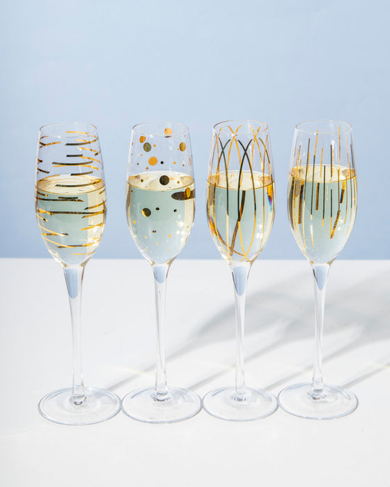 Mikasa Cheers Metallic Gold Set Of 4 7Oz Flute Glasses