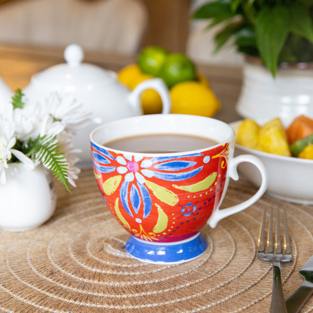 KitchenCraft China Moroccan Red Footed Mug