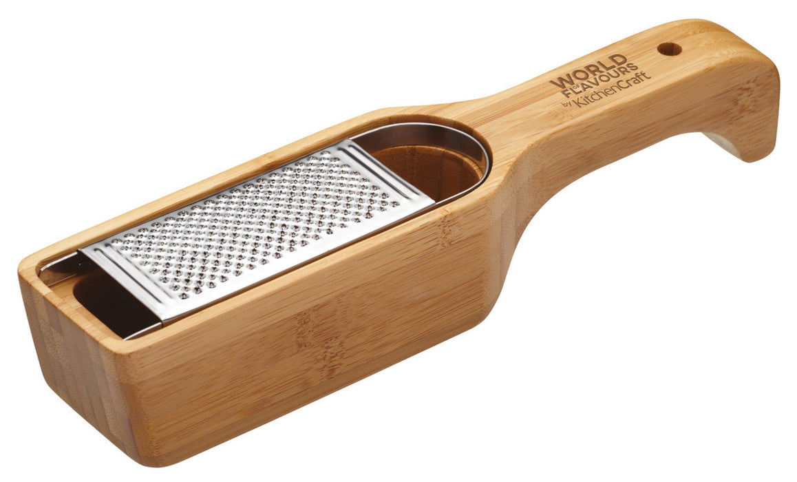 KitchenCraft World of Flavours Italian Bamboo Grater with Holder