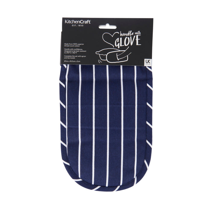 KitchenCraft Blue Butcher's Stripe Double Oven Glove