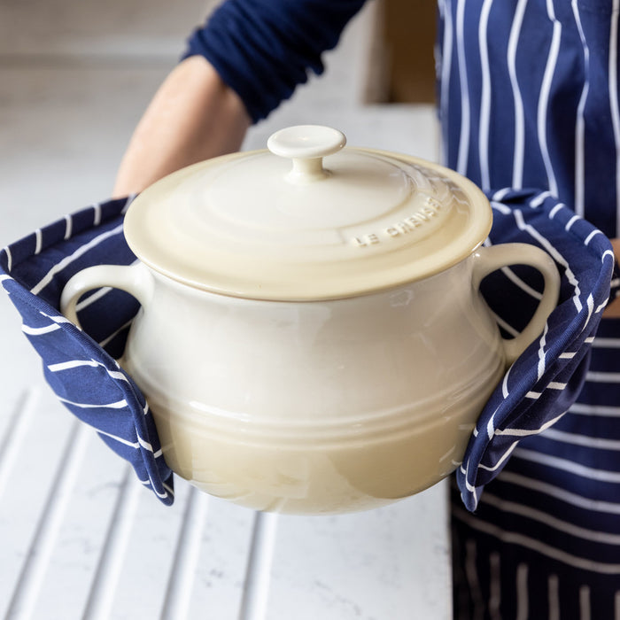 KitchenCraft Blue Butcher's Stripe Double Oven Glove