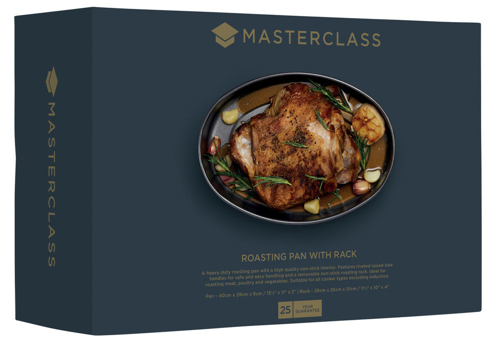 MasterClass Non-Stick Covered Oval Roasting Pan