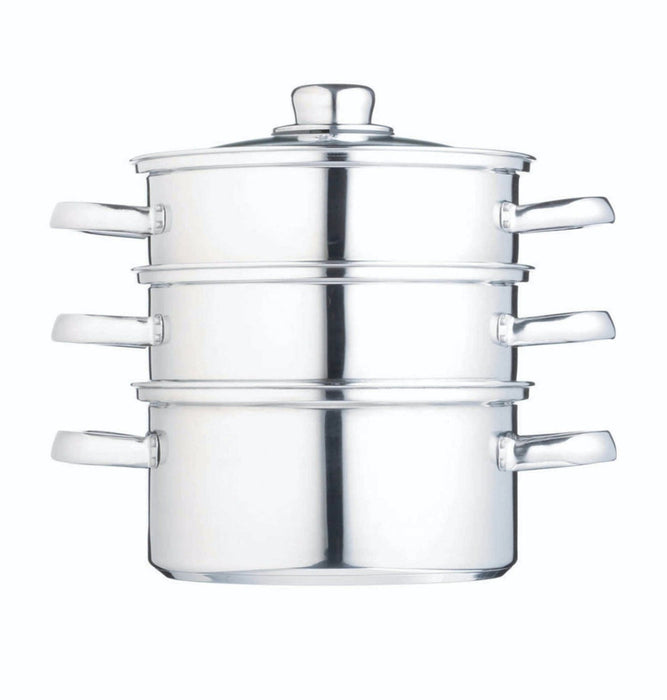 KitchenCraft Stainless Steel Three Tier Steamer, 16cm