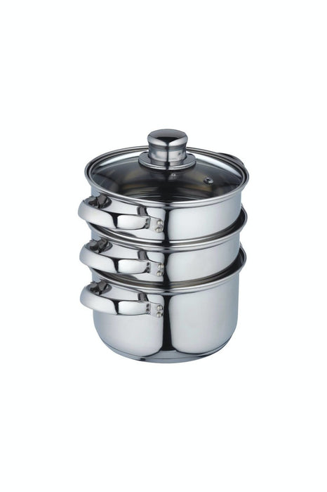 KitchenCraft Stainless Steel Three Tier Steamer, 16cm