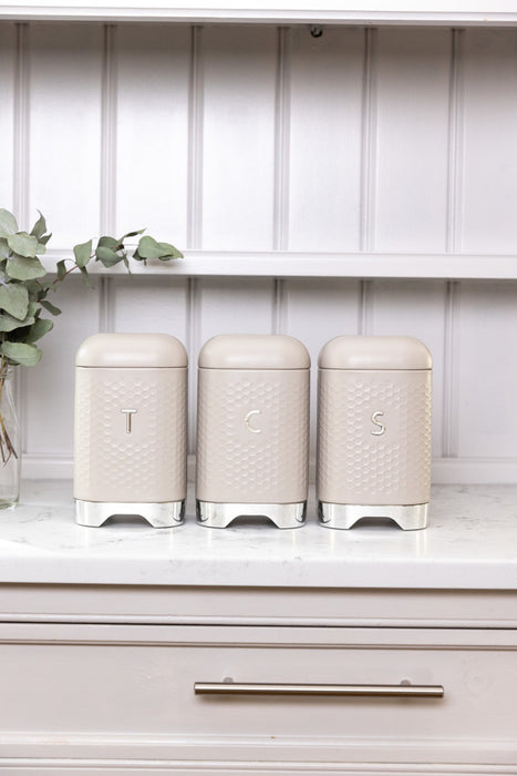 KitchenCraft Lovello Textured Latte Cream Tea / Coffee / Sugar Canisters