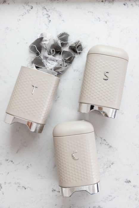 KitchenCraft Lovello Textured Latte Cream Tea / Coffee / Sugar Canisters