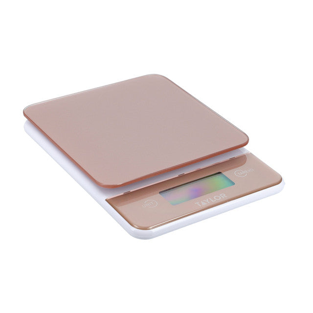 Taylor Digital Slim Kitchen Scale With Rose Gold Glass
