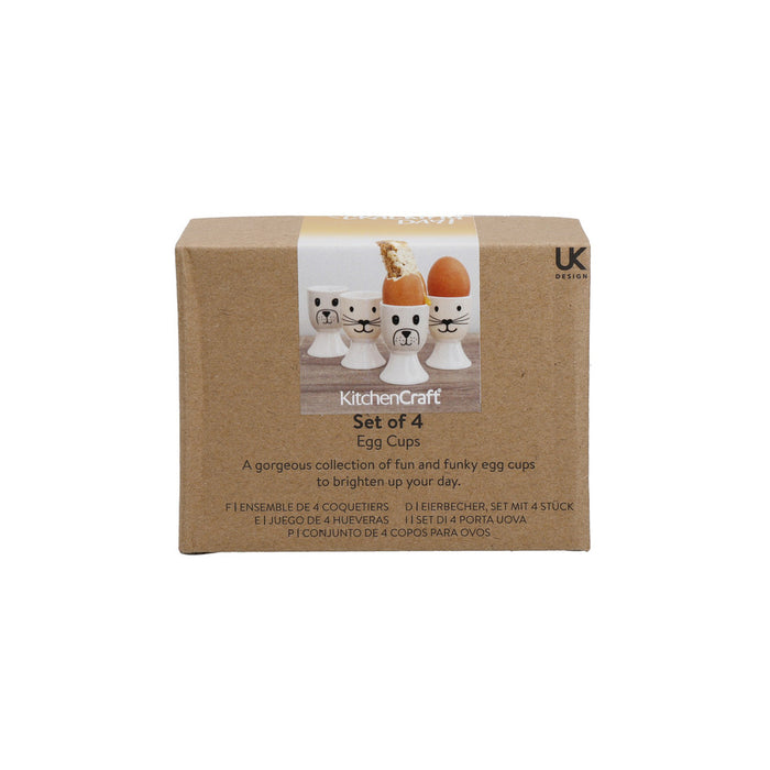 KitchenCraft Cat and Dog Set of 4 Egg Cups