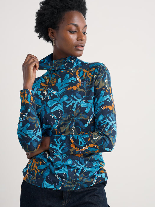 Seasalt Women's Landing Roll Neck Top In Floating Fronds Maritime