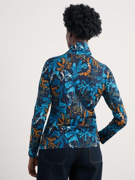 Seasalt Women's Landing Roll Neck Top In Floating Fronds Maritime