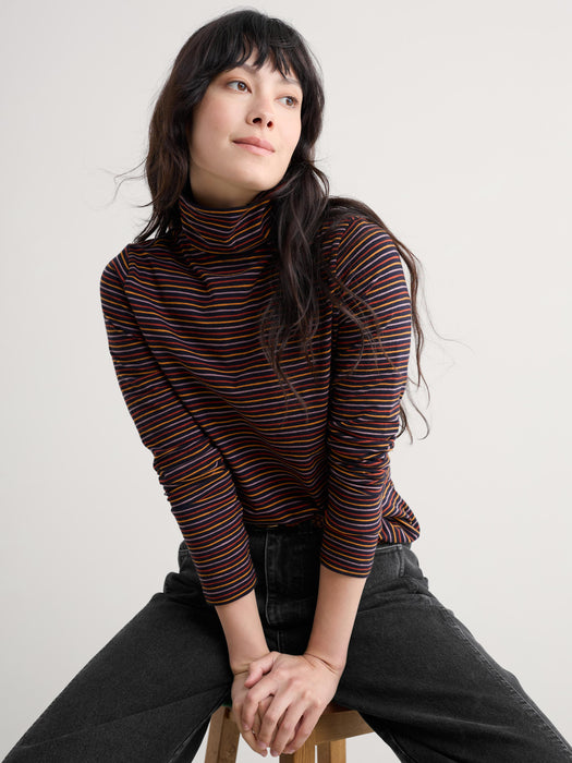 Seasalt Women's Landing Roll Neck Top In Profile Onyx