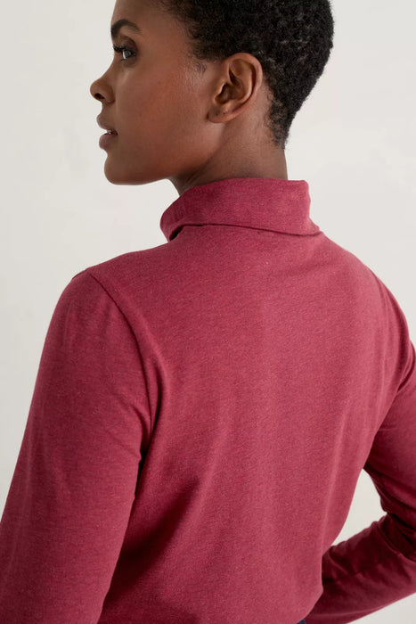 Seasalt Women's Landing Roll Neck Top In Red Sail