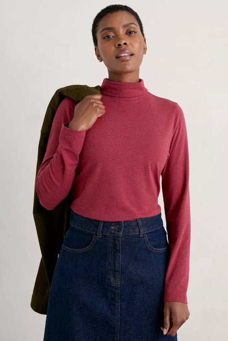 Seasalt Women's Landing Roll Neck Top In Red Sail