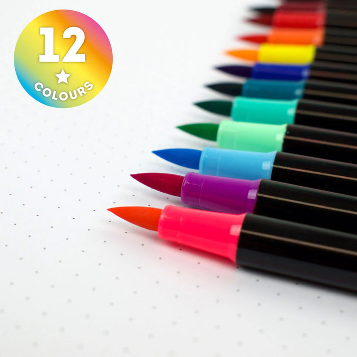 Legami Set of 12 Brush Markers Primary Colours