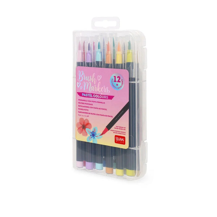 Legami Set of 12 Brush Markers Pastel Colours