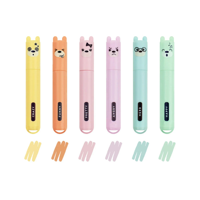 Legami Teddy's Style Set Of 6 Mini Pastel Highlighters