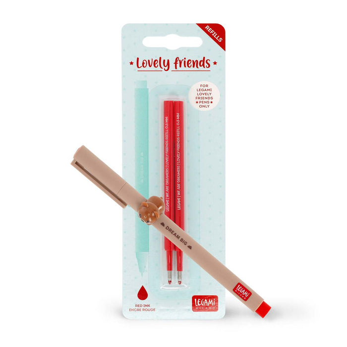 Legami Lovely Teddy Bear Pen Set With Red Refill