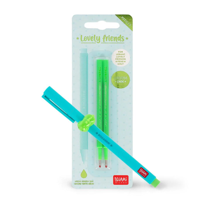 Legami Lovely Dino Pen Set With Neon Green Refill