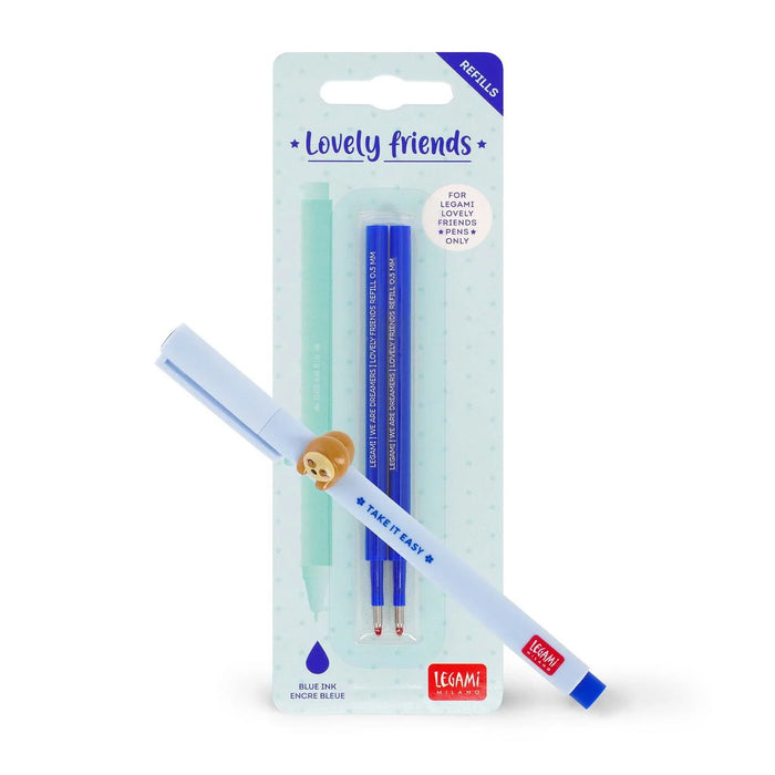 Legami Lovely Sloth Pen Set With Blue Refill