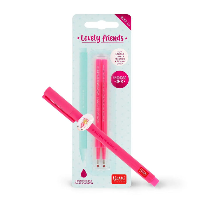 Legami Lovely Unicorn Pen Set With Neon Pink Refill