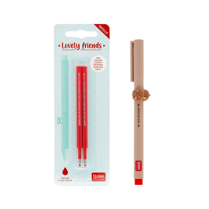 Legami Lovely Teddy Bear Pen Set With Red Refill