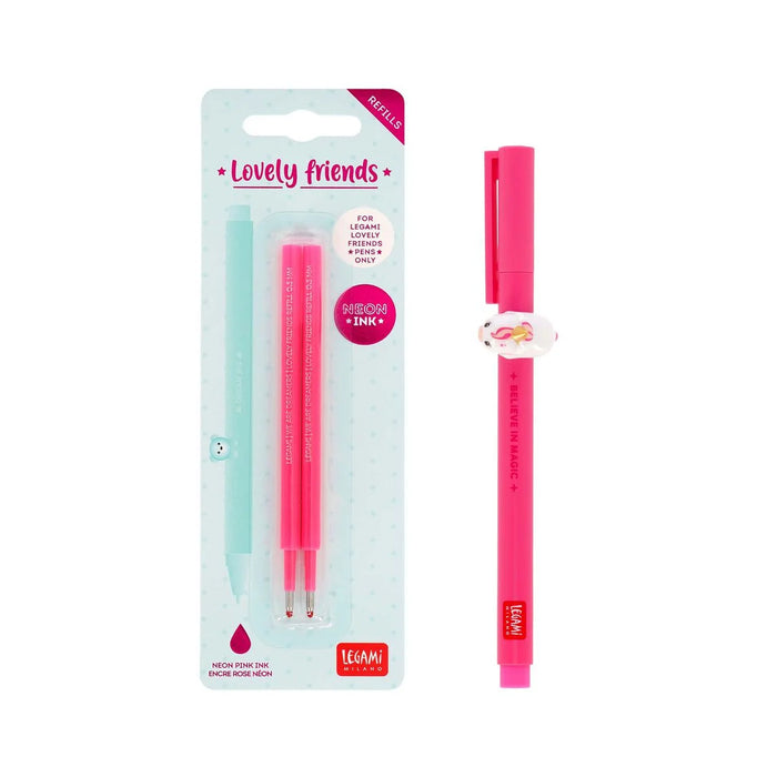 Legami Lovely Unicorn Pen Set With Neon Pink Refill