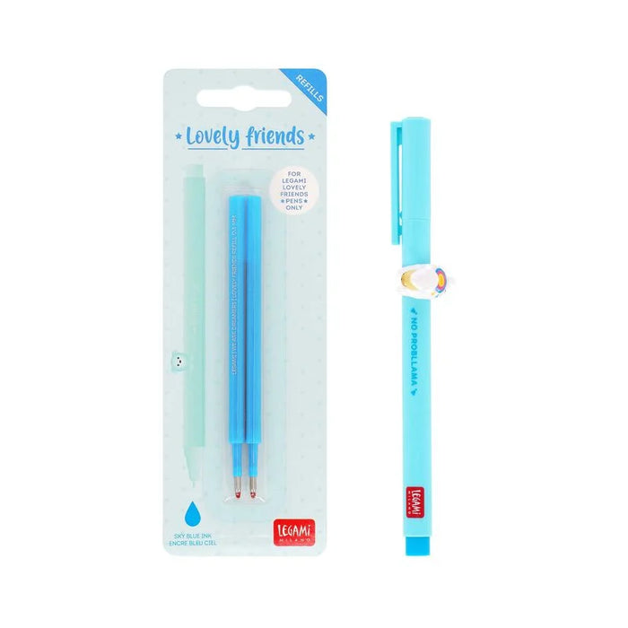 Legami Lovely Llama Pen Set With Sky Blue Refill