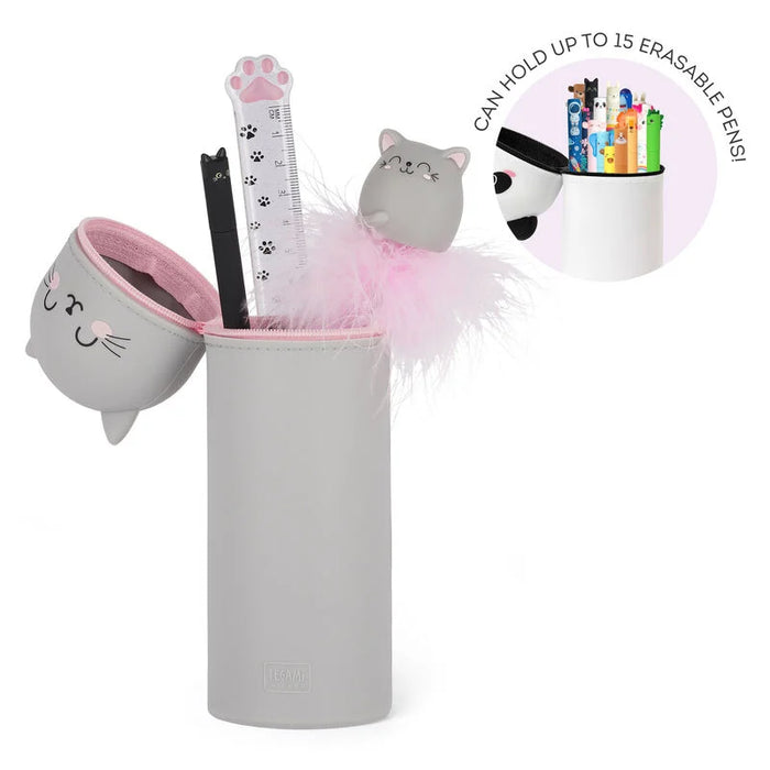 Legami Kawaii 2 in 1 Soft Silicone Cat Pencil Case