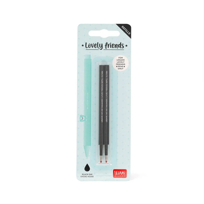 Legami Lovely Friends Black Refills For Gel Pen Set Of 2